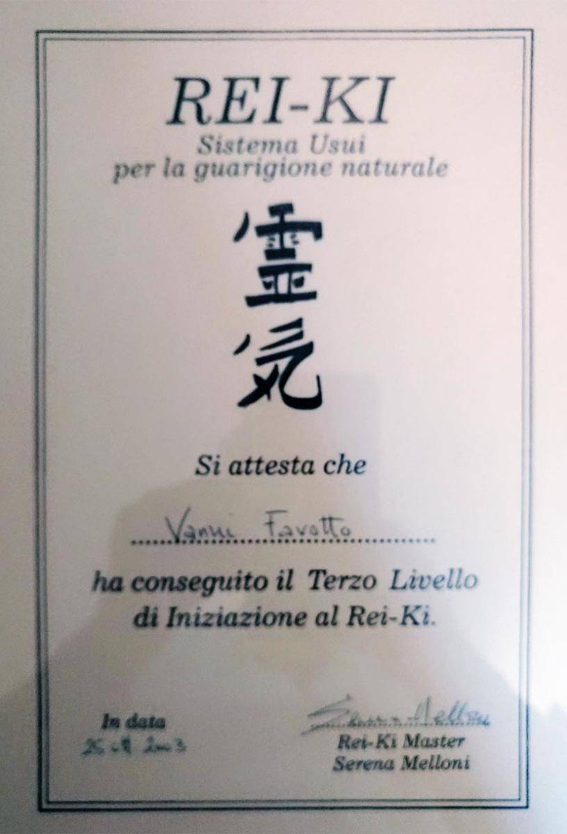 Vanni Favotto Diploma Reiki